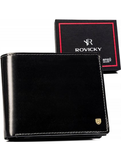 ROVICKY ČERNÁ HLADKÁ KOŽENÁ PENĚŽENKA BEZ ZAPÍNÁNÍ L204 (Velikost ONE SIZE)
