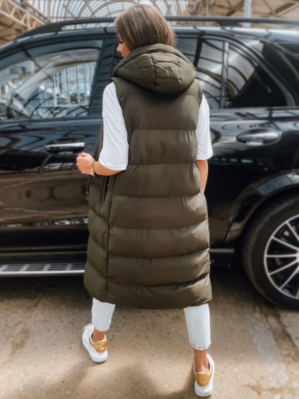 KHAKI DLOUHÁ PROŠÍVANÁ VESTA ELLA
