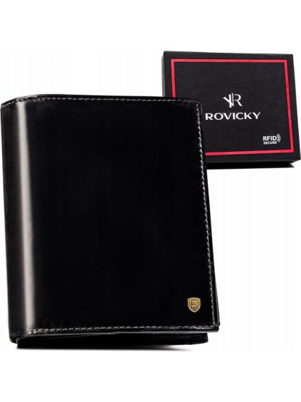 ROVICKY ČERNÁ HLADKÁ KOŽENÁ PENĚŽENKA L209 (Velikost ONE SIZE)