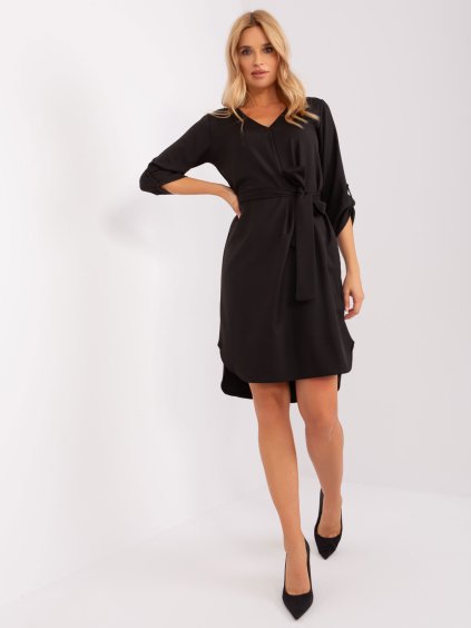 ČERNÉ LEŽÉRNÍ ŠATY S PÁSKEM (Velikost S)