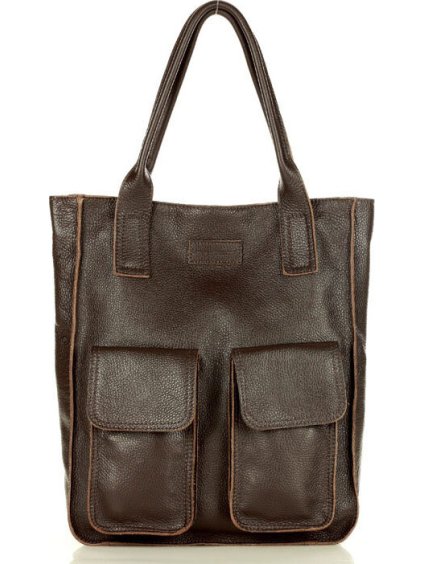 MAZZINI TMAVĚ HNĚDÁ KOŽENÁ SHOPPER KABELKA