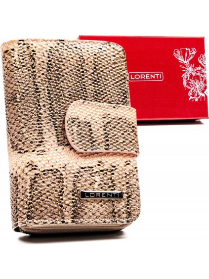 LORENTI RŮŽOVÁ KOŽENÁ PENĚŽENKA S HADÍM VZOREM S249 (Velikost ONE SIZE)