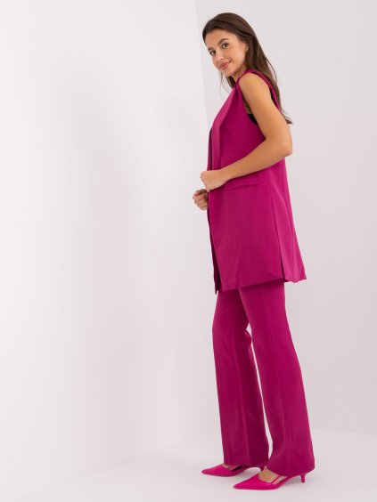 FUCHSIOVÝ ELEGANTNÍ KOMPLET KALHOT A VESTY