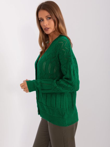 TMAVĚ ZELENÝ SVETR NA KNOFLÍKY (Velikost ONE SIZE)