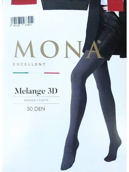 TMAVĚ ŠEDÉ PUNČOCHY MONA MELANGE 3D 50 DEN