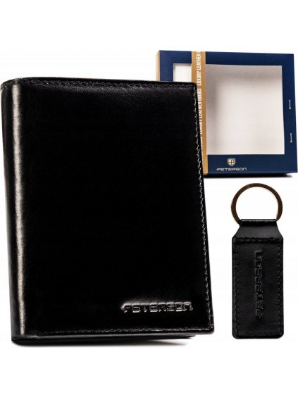 PETERSON ČERNÁ SADA PENĚŽENKY A KLÍČENKY I054 (Velikost ONE SIZE)