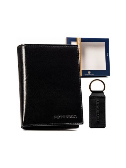 PETERSON ČERNÝ SET PENĚŽENKY A KLÍČENKY I052 (Velikost ONE SIZE)