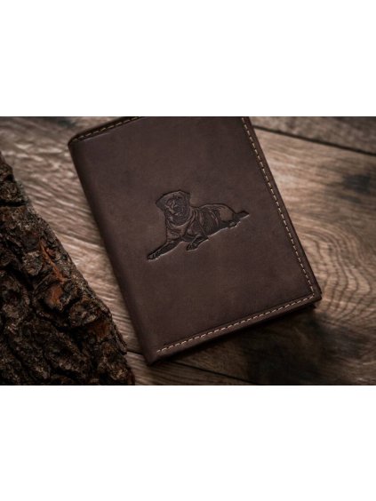 ALWAYS WILD TMAVĚ HNĚDÁ KOŽENÁ PENĚŽENKA S RAŽBOU PSA A152