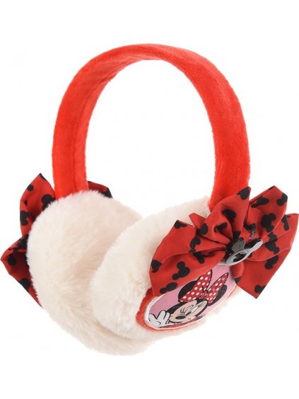 DISNEY MINNIE MOUSE SMETANOVO-ČERVENÉ ZIMNÍ KLAPKY NA UŠI (Velikost ONE SIZE)