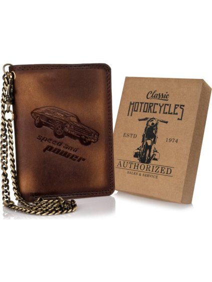 HNĚDÁ KOŽENÁ PÁNSKÁ PENĚŽENKA SPEED AND POWER D011 (Velikost ONE SIZE)