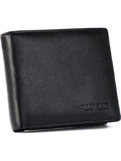 CAVALDI ČERNÁ KOŽENÁ PENĚŽENKA BEZ ZAPÍNÁNÍ B049 (Velikost ONE SIZE)