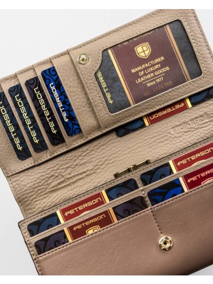 PETERSON ŠEDÁ KOŽENÁ PENĚŽENKA SE VZOREM HADÍ KŮŽE Y543