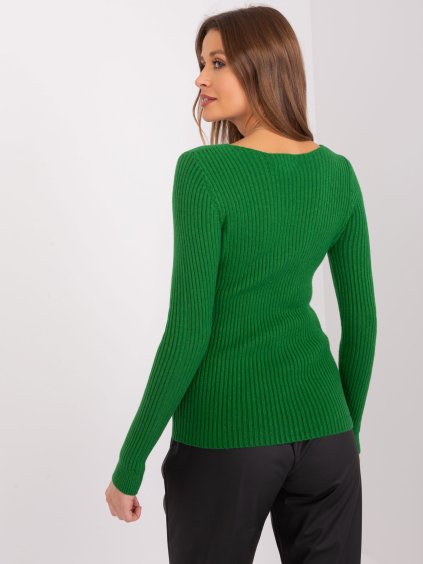 TMAVĚ ZELENÝ ŽEBROVANÝ SVETR (Velikost ONE SIZE)