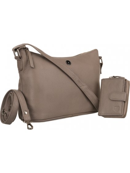 PETERSON BÉŽOVÁ KOŽENÁ SADA CROSSBODY KABELKY S PĚNĚŽENKOU (Velikost ONE SIZE)