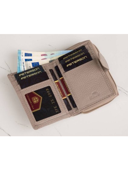 PETERSON BÉŽOVÁ KOŽENÁ SADA SHOPPER KABELKY A PENĚŽENKY