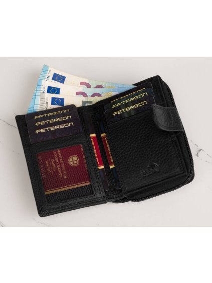 PETERSON ČERNÁ KOŽENÁ SADA SHOPPER KABELKY A PENĚŽENKY