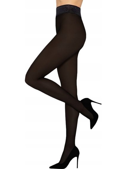 ČERNÉ PUNČOCHY S KRAJKOU V PASE GATTA SOFTI-COMFI 50 DEN (Velikost S, Barva černá)