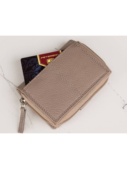 PETERSON BÉŽOVÁ KOŽENÁ CROSSBODY KABELKA S PENĚŽENKOU