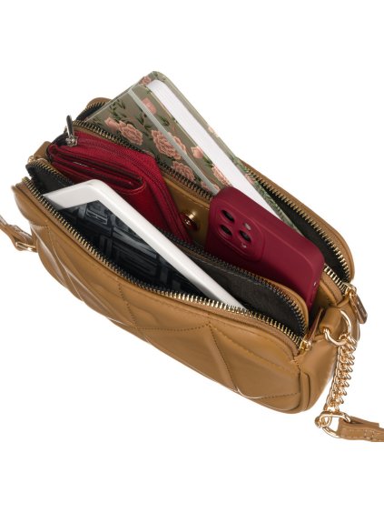 DAVID JONES HNĚDÁ ELEGANTNÍ PROŠÍVANÁ CROSSBODY KABELKA