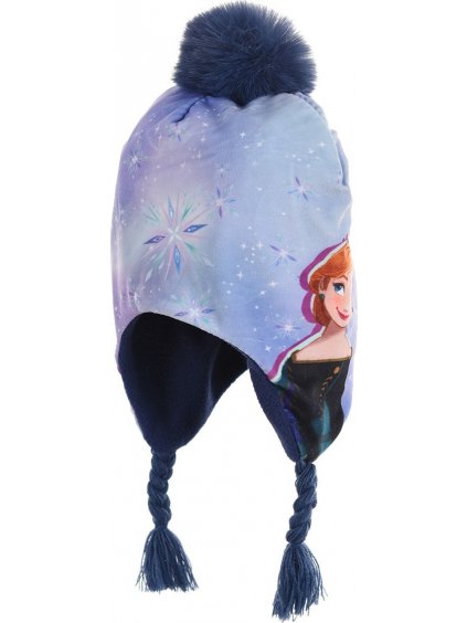 DISNEY FROZEN TMAVĚ MODRÁ ČEPICE S BAMBULÍ