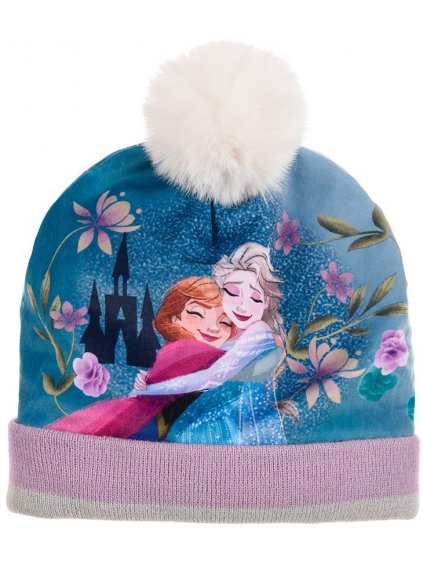 DISNEY FROZEN TMAVĚ MODRÁ ČEPICE S BAMBULÍ