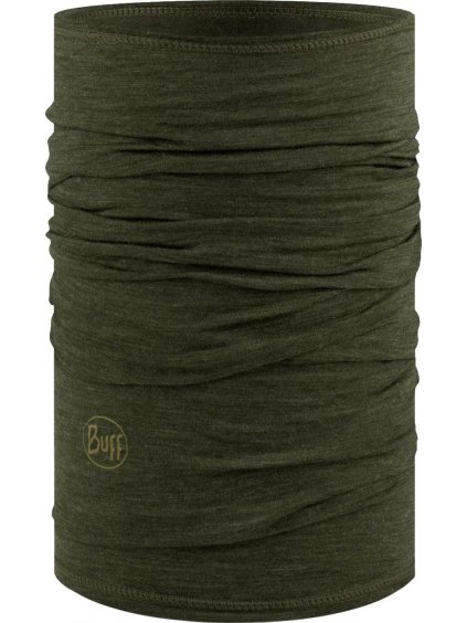 KHAKI SPORTOVNÍ NÁKRČNÍK BUFF MERINO LIGHTWEIGHT TUBE SCARF