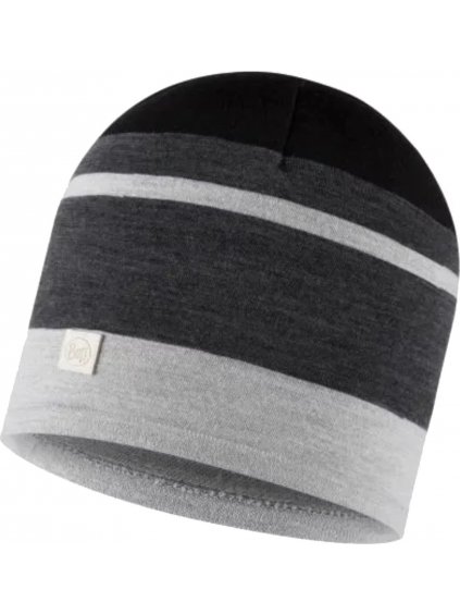 ŠEDÁ PRUHOVANÁ ČEPICE BUFF MERINO MOVE BEANIE