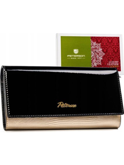 PETERSON ČERNO-ZLATÁ VELKÁ PENĚŽENKA Y563 (Velikost ONE SIZE)