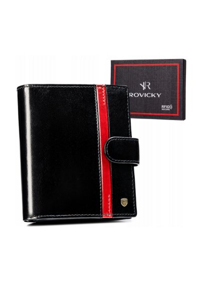 ROVICKY ČERNÁ VELKÁ KOŽENÁ PENĚŽENKA S PRUHEM L216 (Velikost ONE SIZE)