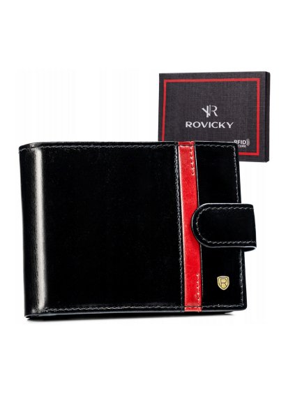 ROVICKY ČERNÁ KOŽENÁ PENĚŽENKA S PRUHEM L214 (Velikost ONE SIZE)