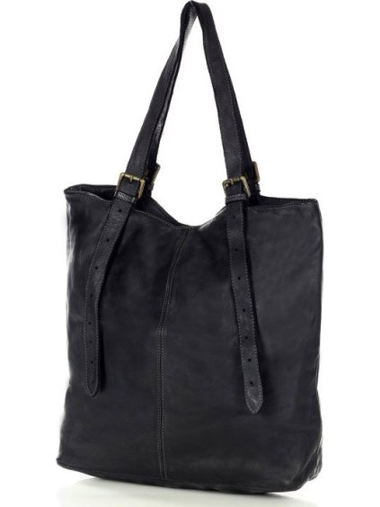 MARCO MAZZINI ČERNÁ PROSTORNÁ KOŽENÁ SHOPPER KABELKA
