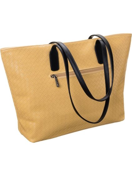 (VEL. ONE SIZE) DAVID JONES ŽLUTÁ SHOPPER BAG S PLETENÝM EFEKTEM