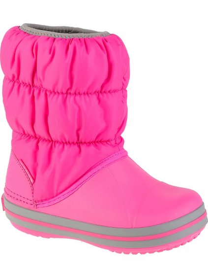 TMAVĚ RŮŽOVÉ DÍVČÍ SNĚHULE CROCS WINTER PUFF BOOT KIDS