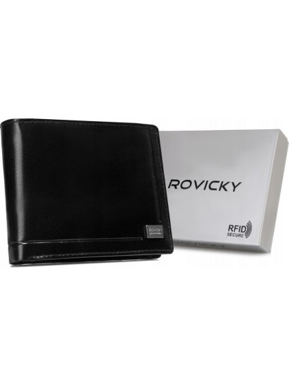 ROVICKY ČERNÁ KOŽENÁ PENĚŽENKA L224 (Velikost ONE SIZE)