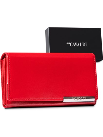 4U CAVALDI VELKÁ ČERVENÁ KOŽENÁ PENĚŽENKA M623 (Velikost ONE SIZE)