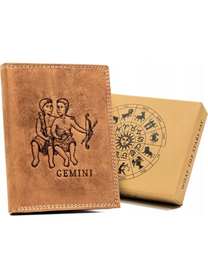 ALWAYS WILD KOŽENÁ PENĚŽENKA SE ZNAMENÍM ZVĚROKRUHU-BLÍŽENEC A187 (Velikost ONE SIZE)