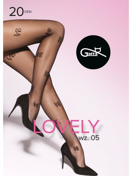 ČERNÉ SILONKY S NÁPISEM LOVE GATTA LOVELY WZ.05 20 DEN