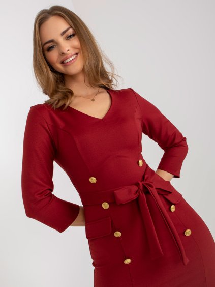 (VEL. 38) TMAVĚ ČERVENÉ KOKTEJLOVÉ ELEGANTNÍ ŠATY