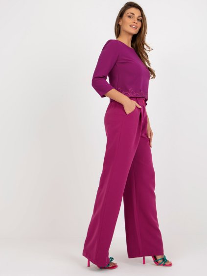 (VEL. 2XL) FUCHSIOVÉ ELEGANTNÍ ŠIROKÉ KALHOTY