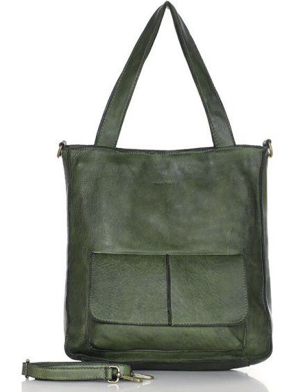 MARCO MAZZINI TMAVĚ ZELENÁ DÁMSKÁ KOŽENÁ SHOPPER KABELKA