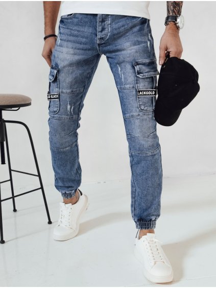 MODRÉ DŽÍNOVÉ JOGGER KALHOTY