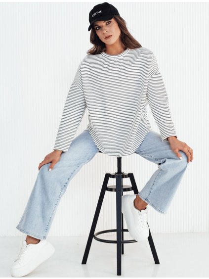 BÍLO-ČERNÉ OVERSIZE DELŠÍ TRIČKO PEILLE (Velikost ONE SIZE)
