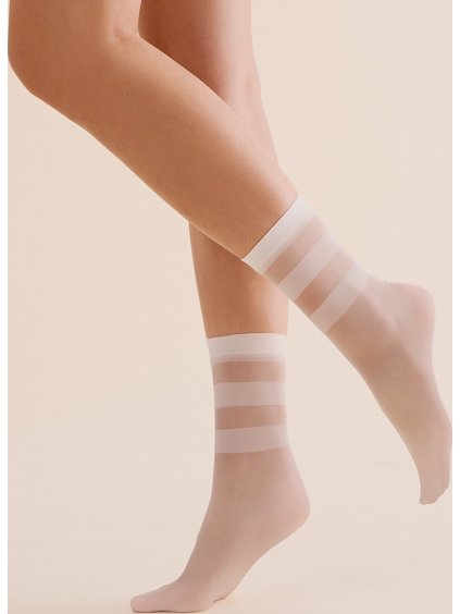 BÍLÉ SILONKY S PRUHY GABRIELLA 1199 CARI 20 DEN (Velikost ONE SIZE, Barva bílá)