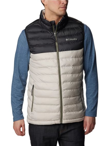 BÉŽOVO-ČERNÁ PROŠÍVANÁ VESTA COLUMBIA POWDER LITE VEST