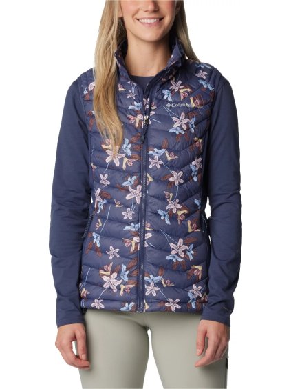 TMAVĚ MODRÁ KVĚTINOVÁ VESTA COLUMBIA POWDER PASS VEST (Velikost L)