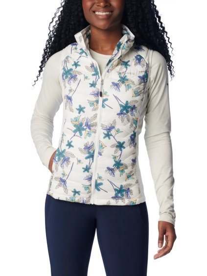 BÍLÁ VESTA S KVĚTINOVÝM VZOREM COLUMBIA POWDER PASS VEST (Velikost L)