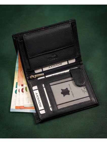 ROVICKY TMAVĚ MODRÁ KOŽENÁ PENĚŽENKA BEZ ZAPÍNÁNÍ L203