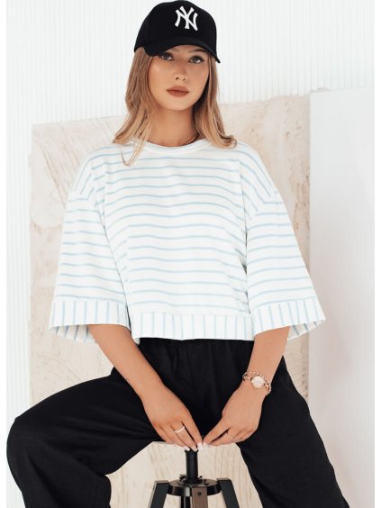 BÍLO-MODRÉ PRUHOVANÉ VOLNÉ TRIČKO TAUSE (Velikost ONE SIZE)