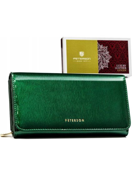 PETERSON TMAVĚ ZELENÁ DÁMSKÁ KOŽENÁ PENĚŽENKA Y628 (Velikost ONE SIZE)