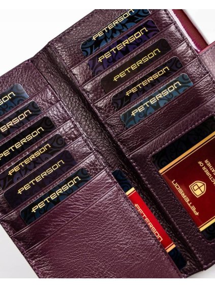 PETERSON TMAVĚ FIALOVÁ LESKLÁ KOŽENÁ PENĚŽENKA Y619